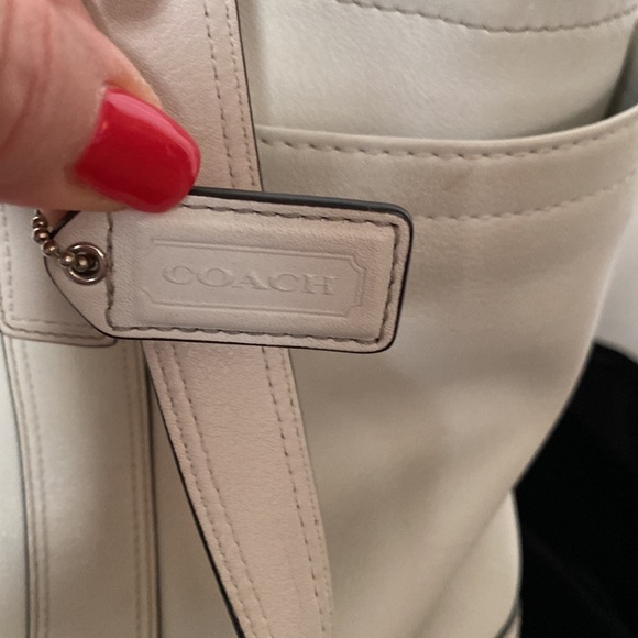 Coach creamy/white color leather diaper bag with 2 changing pads - Picture 2 of 15